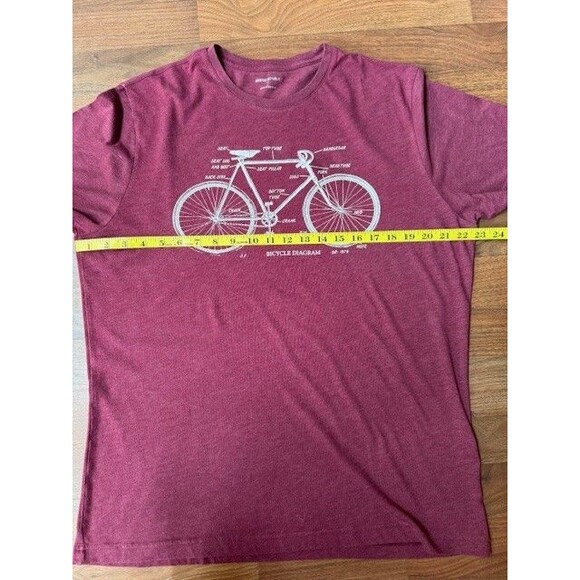 Men's Banana Republic Bicycle Diagram Parts Burgundy Graphic T Shirt Size LRG - Picture 5 of 6
